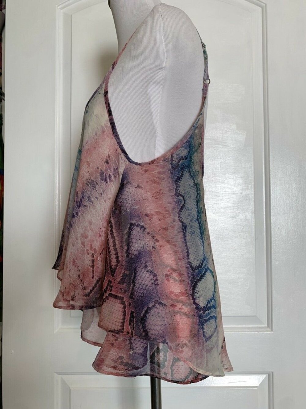 Show Me Your Mumu Snake Print Sleeveless Swing Tank Boho Flowy Watercolor M - Picture 4 of 8
